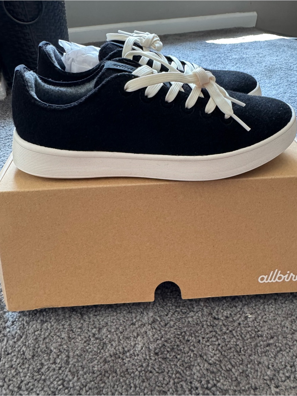 allbirds Black Wool Sneakers with White Soles